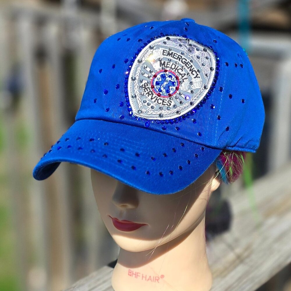Ladies Royal Blue EMS BLING Hat NEW